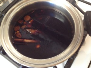 Ingredients measured and added to pot.